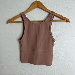 Lululemon Power Pivot Ribbed Tank Top Cropped 4-Way Stretch Tan V-Back Active